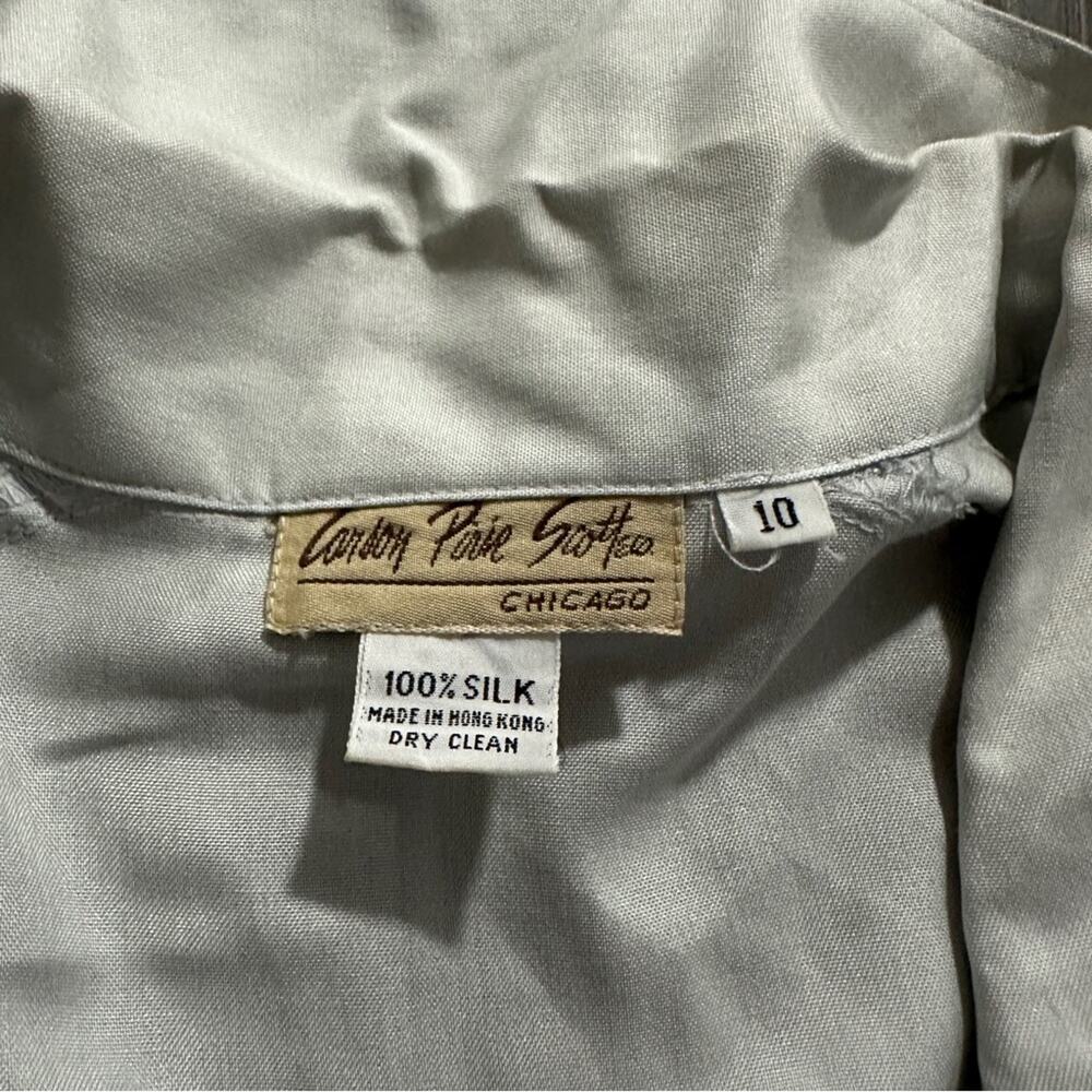Vintage Carson Pirie Scott 100% Silk Light Gray Long Sleeve Button Down Top 10 - Picture 6 of 8